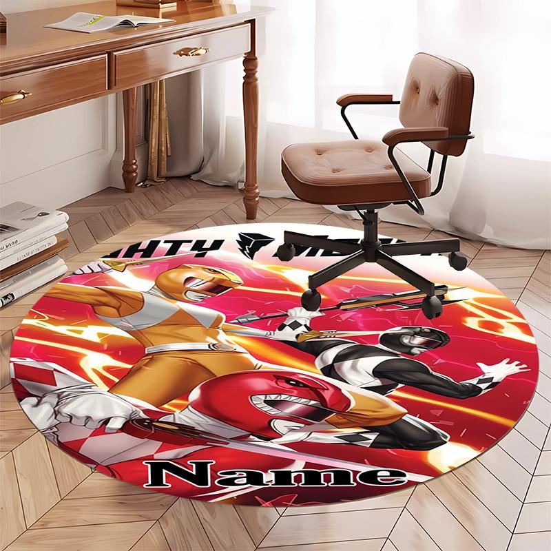 Custom Name Mighty Morphin Printed Round Rug Carpet Chair Rug Area Rug Entryway Doormats,for Office Chair Living Room Bedroom Kitchen Room.