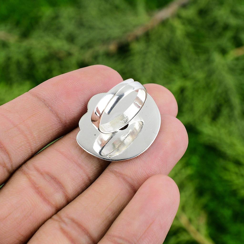 Sterling Silver Green Amethyst Gemstone Bezel Flower Daughter Boho Ring Jewelry