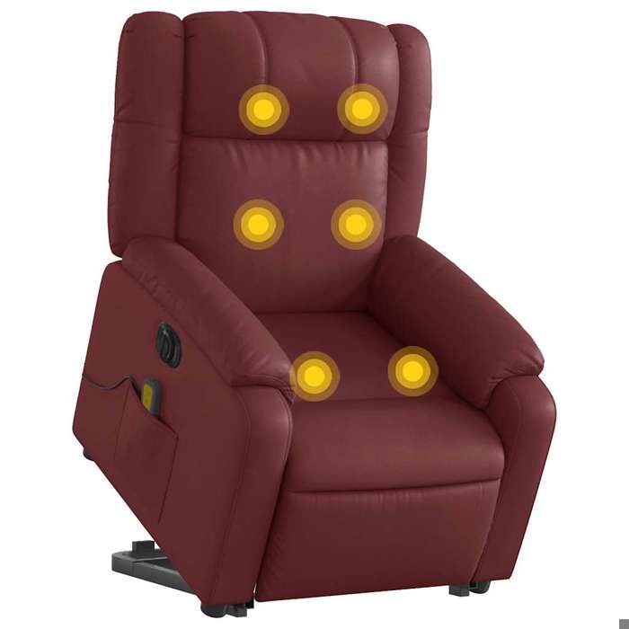 VidaXL Fauteuil inclinable de massage électrique rouge bordeaux 3205175