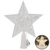 Glitter Star Christmas Tree Topper with LED Light Decor Xmas Tree Top Ornament