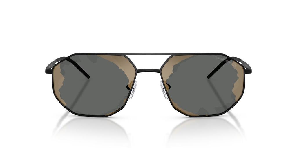 Солнцезащитные очки EMPORIO ARMANI матово-черные 30017G58 0EA2147, черные, зеркальные, красные, 58 мм,