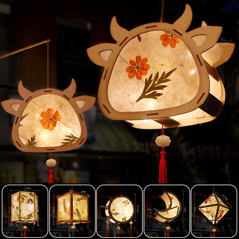 Материал для изготовления фонарей к Празднику середины осени, сделай сам, Портативные китайские дворцовые фонари, Праздник Луны, Заяц, Подсветка, Цветочная лампа, Декор