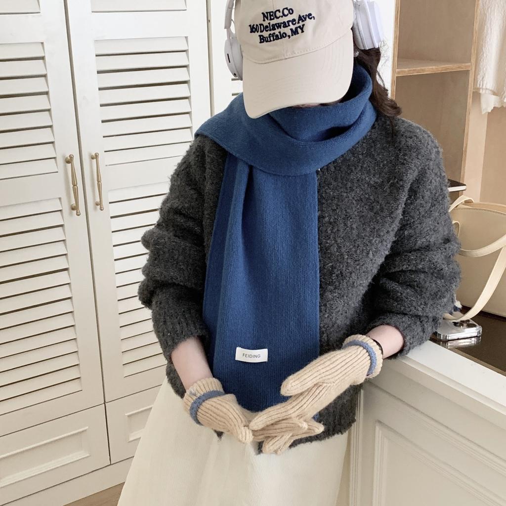 Однотонный теплый шарф женский универсальный шерстяной мягкий восковой парный шарф в стиле колледжа японский прилив