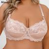 Женское кружевное нижнее белье большого размера, ультратонкое дышащее белье, полупрозрачный бюстгальтер пуш-ап, чашка CD, для большой груди