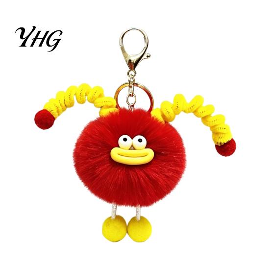Sausage Mouth Doll Keychain Creature Plush Keychain, Cartoon Fuzzy Ball Keyring Pendant, Pendant Decorative for Handbags Purses Backpacks &