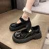 French Mary Jane One-pedal Women's Shoes Popular Temperament Shoes Heightened Jk Shoes Round Head with Mary Jane Small Leather Shoes