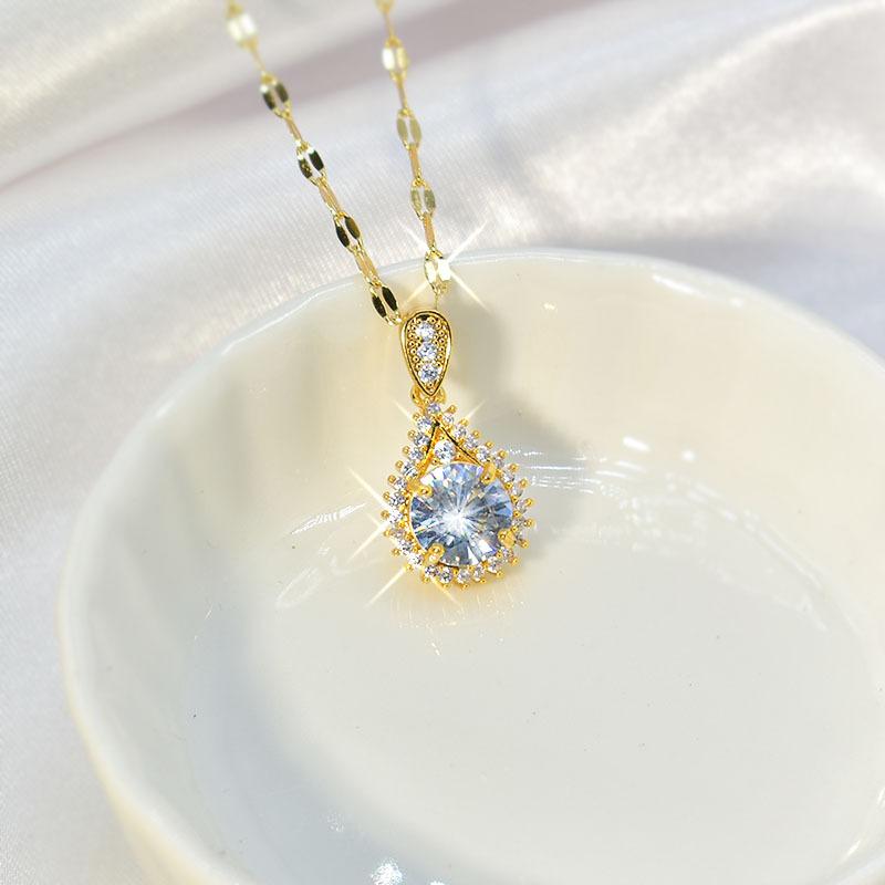 Ожерелье-капля воды, Простой и персонализированный женский монопродукт, Универсальная титановая стальная цепочка для ключицы