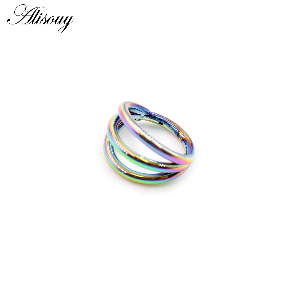 Alisouy 1 шт. Трехслойные серьги для хряща из нержавеющей стали 316L с шарнирным пирсингом для перегородки носа, кольца-кликеры, сегментные кольца
