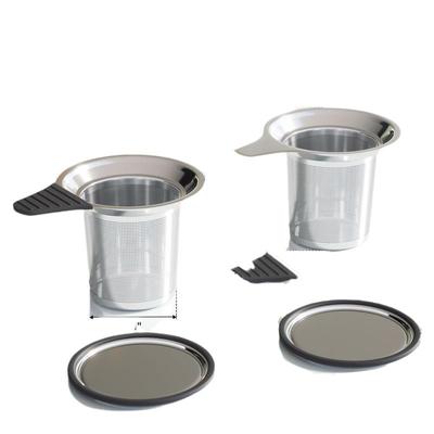 Сетчатый фильтр для заварки чая из нержавеющей стали, фильтр для металлической чашки с вкладышами и крышкой