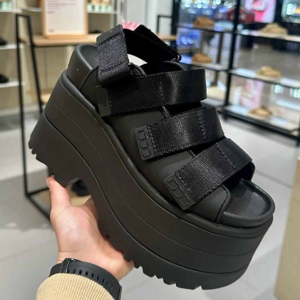 11CM High Platform Sandals New Summer Hidden Heel Casual Mules Shoes Female Outside Beach Slipper Breathable Chunky Sneakers