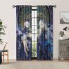 2 шт. Очаровательные персонажи Genshin Impact Смешные полупрозрачные полиэстеровые шторы Легкая установка для гостиной спальни Домашний декор