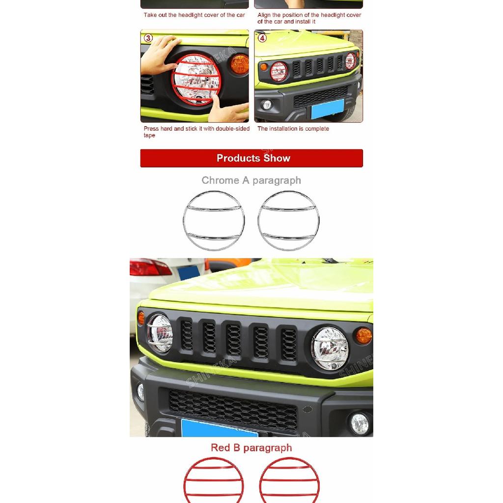 SHINEKA Декоративные накладки на передние фары автомобиля для Suzuki Jimny 2019 2020 2021 2022 2023 и выше, Внешние аксессуары