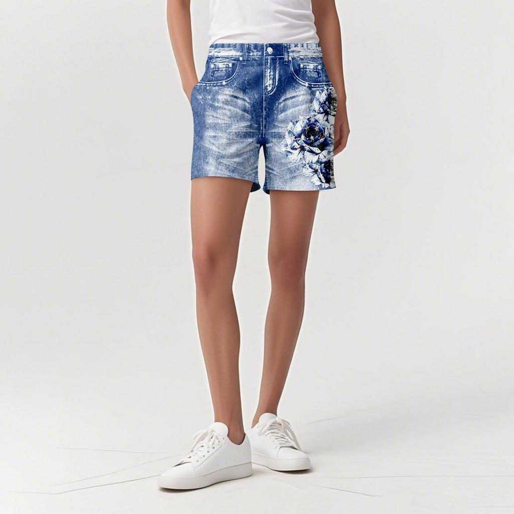 Women's Casual Sports Pants Sweatpant Jeans Print Denim Pants