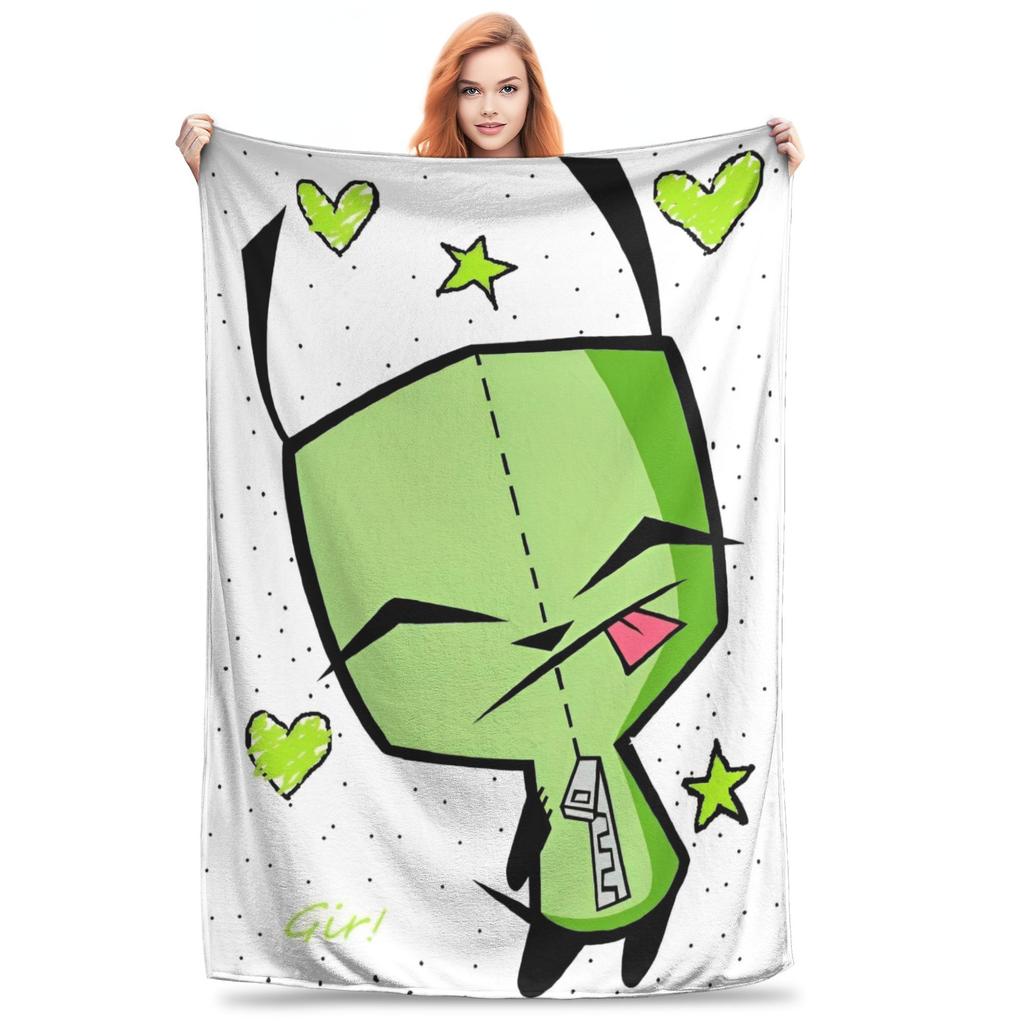 Invader Zim Gir Dib Robot Blankets Flannel Textile Decor Portable Super Soft Throw Blanket for Bed Car Bedspread