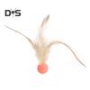 1 Pc/3 Pcs Interactive Feather Ball Toy Mini Bouncy Basketball Soccer Baseball with Feather Pet Training Catcher Toy for Indoor Cats
