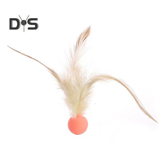 1 Pc/3 Pcs Interactive Feather Ball Toy Mini Bouncy Basketball Soccer Baseball with Feather Pet Training Catcher Toy for Indoor Cats