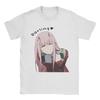Аниме футболка для мужчин Zero Two, повседневная футболка с коротким рукавом и круглым вырезом, топы из чистого хлопка, одежда больших размеров