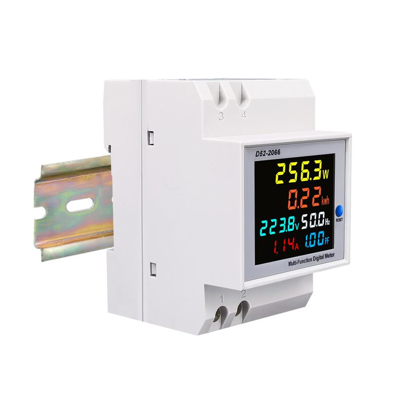 Din Rail AC Monitor 6IN1 110V 220V 380V 100A Voltage Current Power Factor Active KWH Electric Energy Frequency Meter VOLT AMP