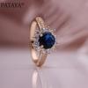 Солнце Цветок Темно-Синие Кольца Женщины Роскошное Романтическое Свадебное Кольцо