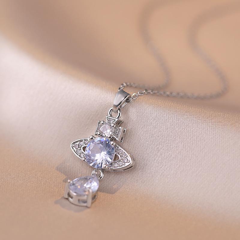 Роскошный геометрический циркон с подвеской в ​​виде планеты, комплект ювелирных изделий для женщин, новинка 2023 года, модные серьги золотого цвета, ожерелье, аксессуары для свадебной вечеринки