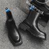 Модные мужские повседневные высокие ботинки челси в английском стиле с квадратным носком на платформе, ковбойские ботинки из натуральной кожи, красивые длинные ботинки для мотоциклистов