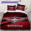 Essendon Football Club Red Black Diagonal Stripe Bomber Logo Bedding Set Aussie Rules Football Duvet Cover Set Sports Fan Bedroom Home Decor Bedding