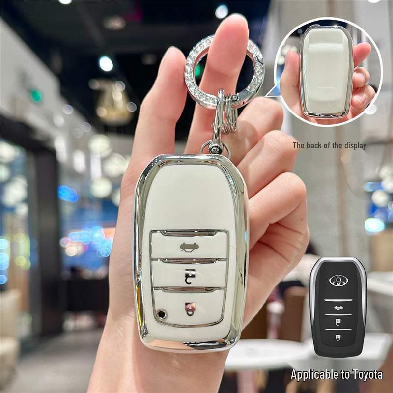 Silver Edge Key Case for Toyota Models: Corolla, RAV4, Camry, Vios, Highlander