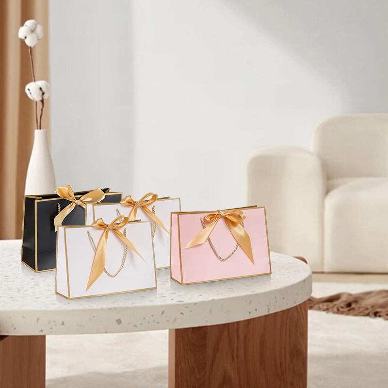 10 шт. бумажная коробка, сумка с лентами, подарочная упаковка, сумки для свадьбы, дня рождения, домашней вечеринки, элегантные подарочные пакеты, сумочка 19x15x7 см