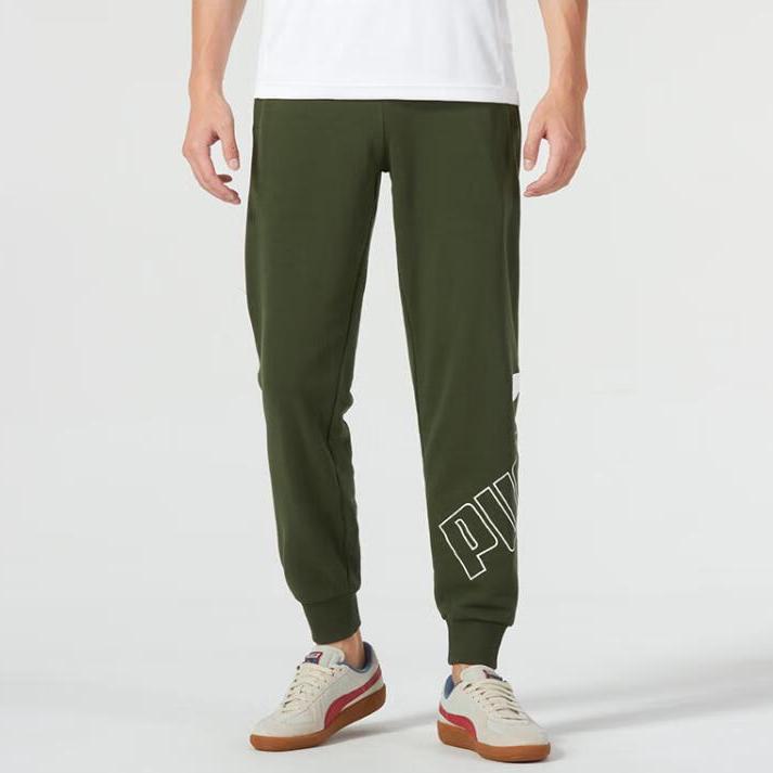 Puma Трикотажные спортивные брюки с односторонним логотипом и средней посадкой, мужские плавки, зеленые 681942-31