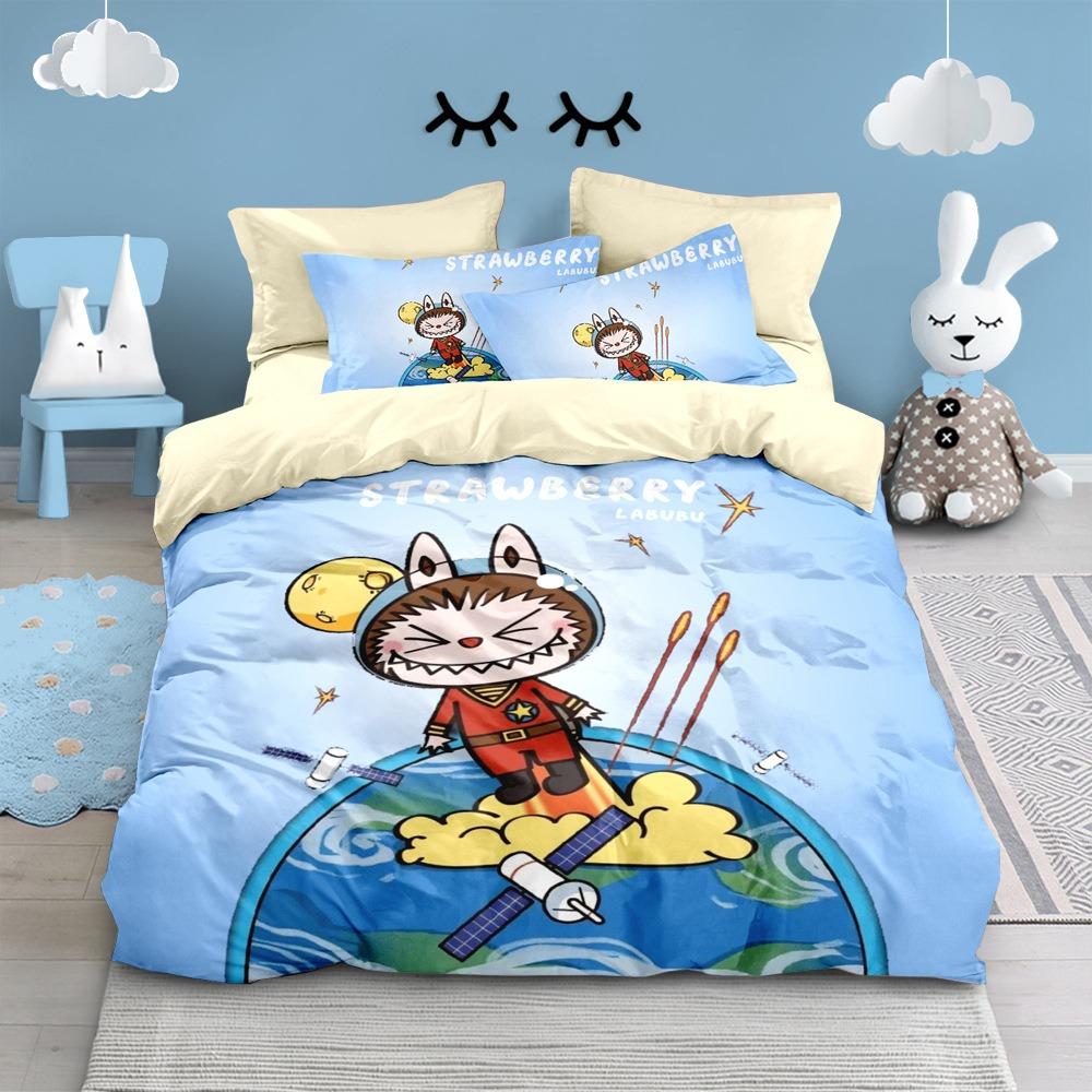 Милый комплект постельного белья Rabu с мультяшным принтом, 2/3 предмета, пододеяльник и наволочки, для односпальной и двуспальной кровати, украшение спальни, подарок для мальчика или девочки