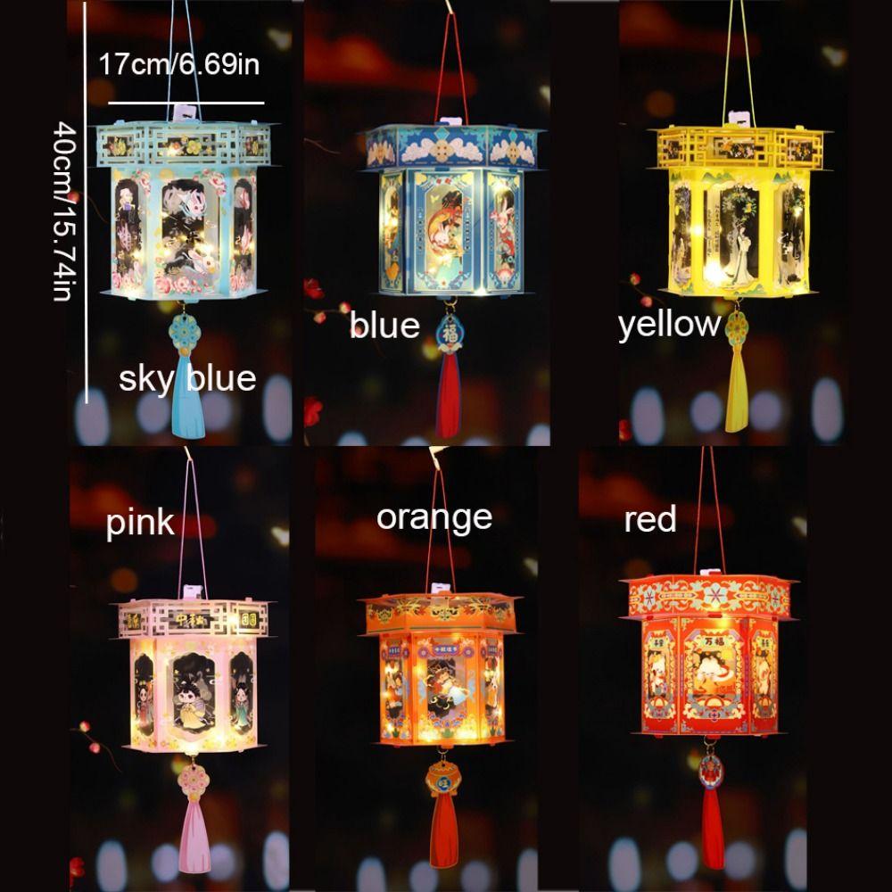 Китайский стиль середины осени светящиеся фонарики водонепроницаемый мультфильм портативный фонарь DIY ПВХ светодиодный светящийся фонарь