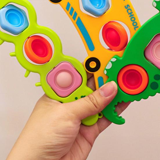 3 шт. Игрушка-пузырь для снятия стресса, Развитие мелкой моторики у малышей, Мультяшная гусеница, Крокодил, Школьный автобус, Переворачивающийся пузырь, Сенсорная игрушка-непоседа, для путешествий