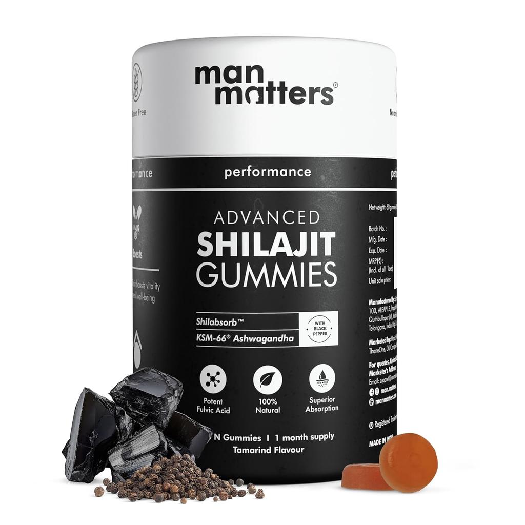 Man Matters Shilajit 60 Gummies For Men Energy Support Advanced Chewables No Added Sugar Daily Vitality Pack Of 1