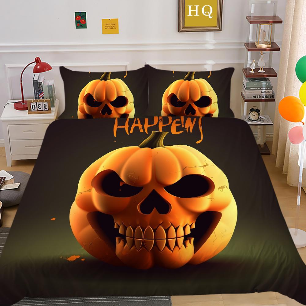 3D Halloween Home Bedding Set Terrorist Atmosphere Decoration Quilt Cover Pillowcase Set AU/DE/EU/US Full Size Soft Bedroom Decoration