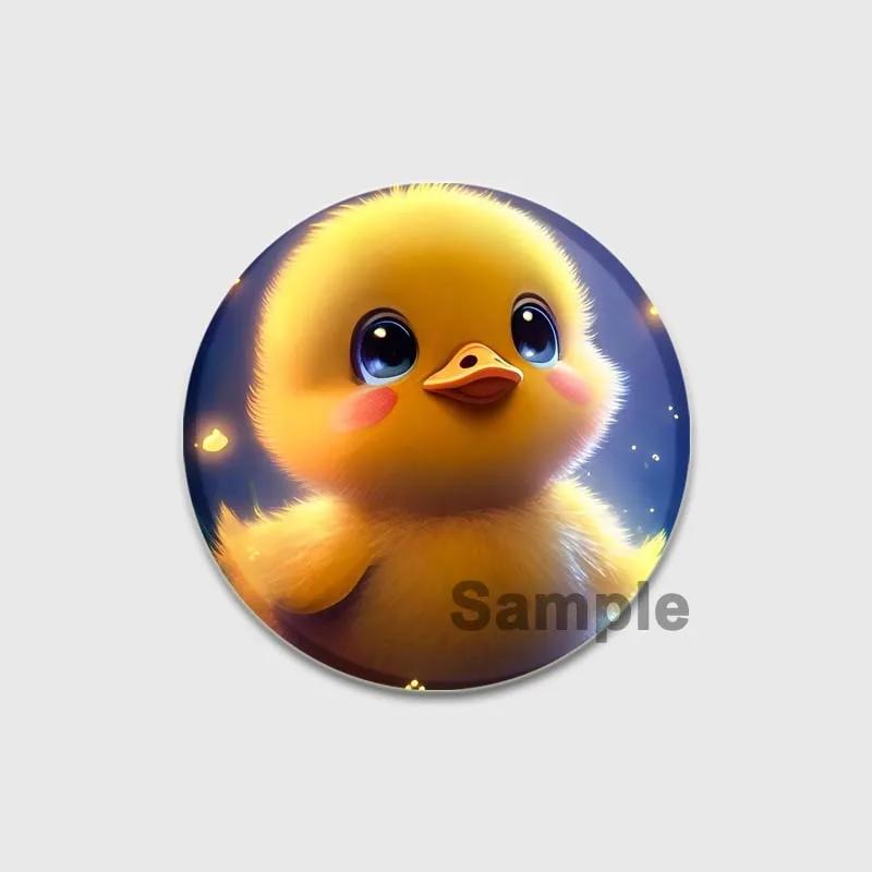 32/44/58mm Cartoon Honk White Goose Brooches Pins Cute Animal Duck Round Badges Clothes Lapel Pin Fashion Jewelry Gift Accessory