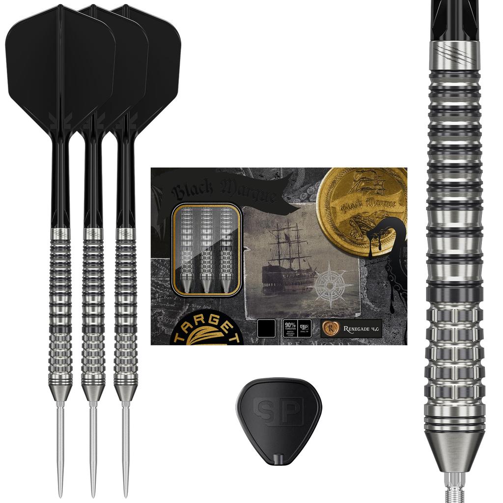 Target Japan BLACK MARQUE RENEGADE 4.0 Kawashima 90% Вольфрамовая Сталь Наконечники Дротики Набор 23г K-Flex Форма №6 Оперения и Шарниры Swiss Black Nano Point 30мм