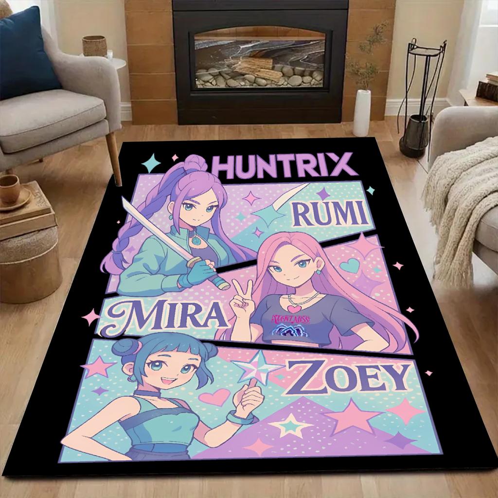 Huntrix, Rumi,Demon Hunters-Themed Decorative Rug Carpet for Living Rooms Bedroom Dining Areas As Well As Outdoor Patios Yards