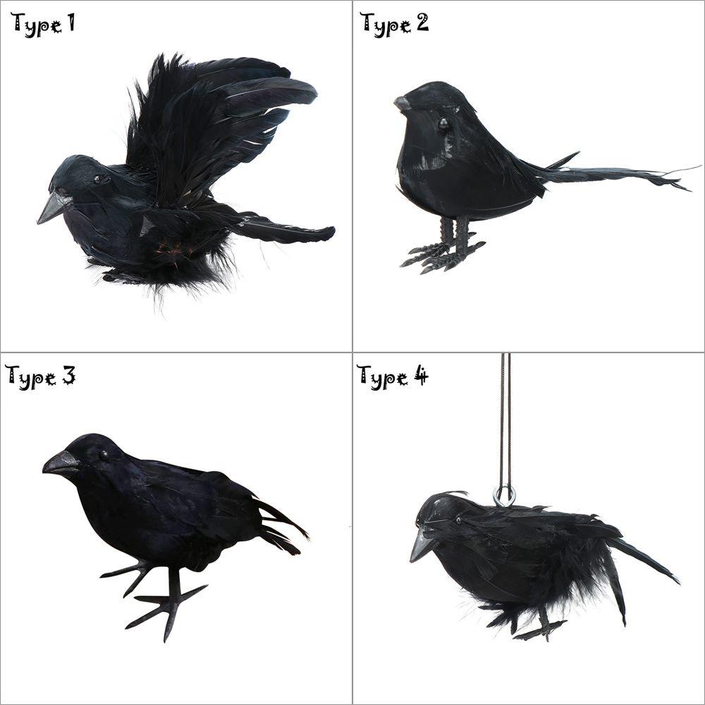 Model Party Event Supplies Artificial Crows Halloween Ornament Lifelike Black Bird Feathered Raven