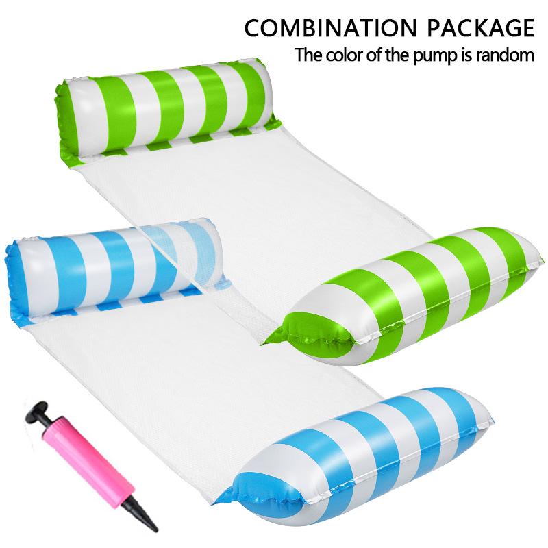 Складной полосатый гамак для бассейна: Надувной матрас-реклайнер нового стиля с сеткой