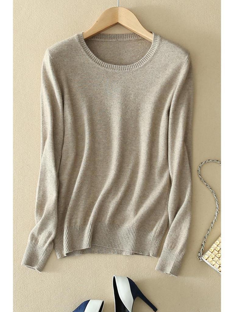 Женский вязаный свитер с круглым вырезом - пуловер большого размера на осень/зиму