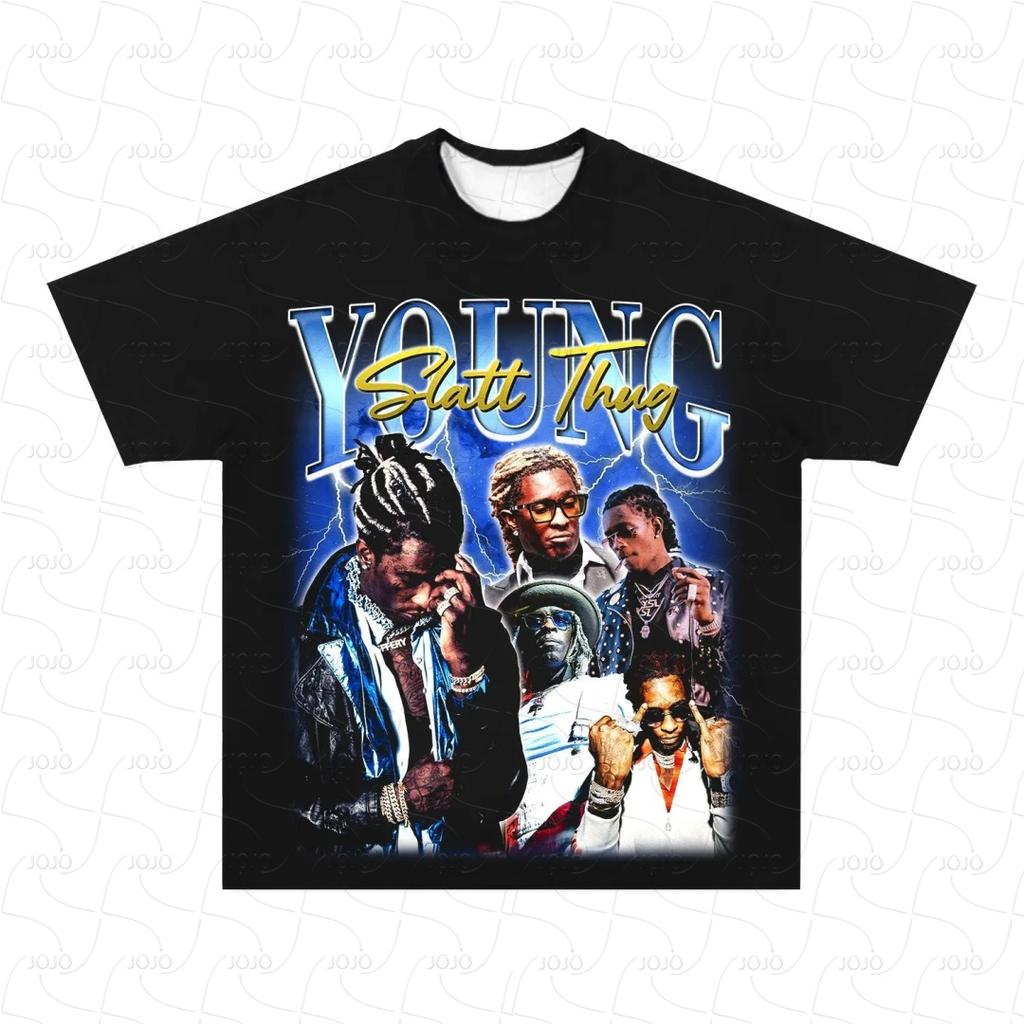 Rapper Young Thug Retro Graphic American T-Shirt Men's Hip Hop Clothing Y2k Unisex Fashion Oversized Ghetto Gangster Top