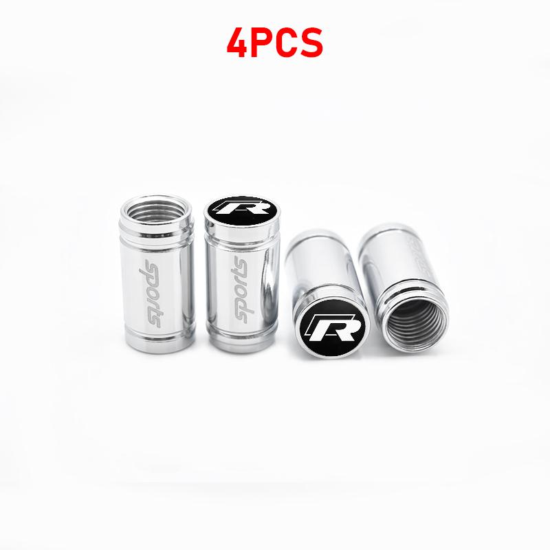 T254Pcs Car Wheel Tire Valve Caps Air Stem Tyre Plug Accessory For Volkswagen VW GTI R Golf 5 7 6 4 Polo Tiguan Passat Jetta Lavida
