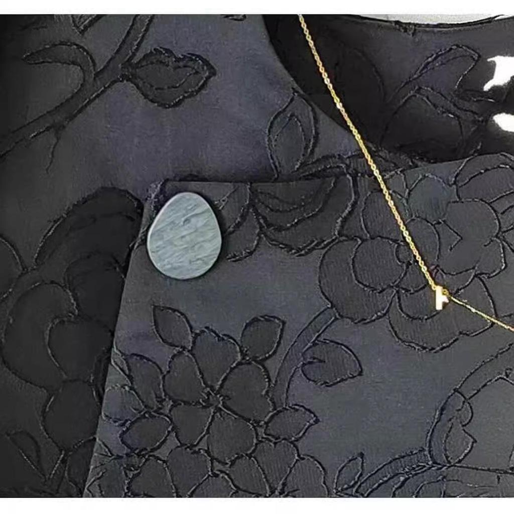 Весенний ретро черный жаккардовый китайский жилет с застежкой-лягушкой для женщин