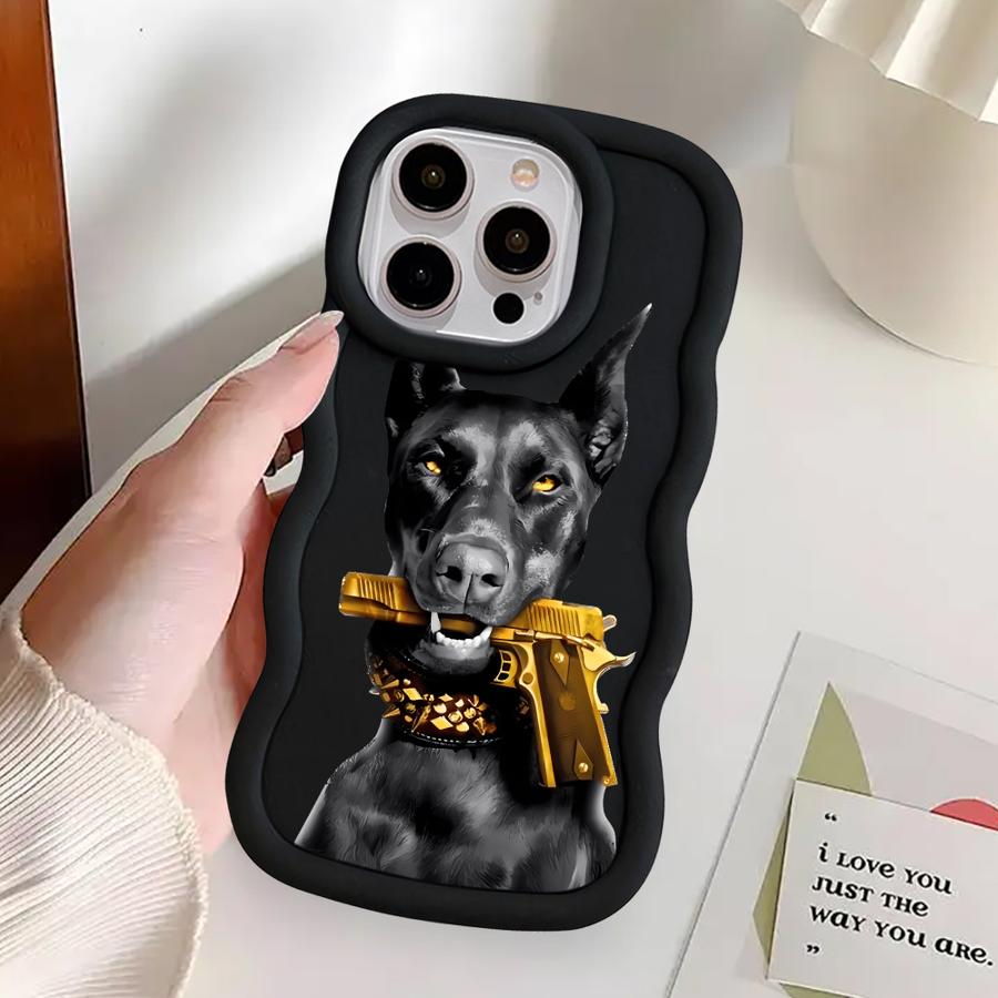Чехол для iPhone 8 12 15 Plus 16 Pro Max 14 11 XR 13 17 Air Мягкий чехол для телефона Модный Доберман