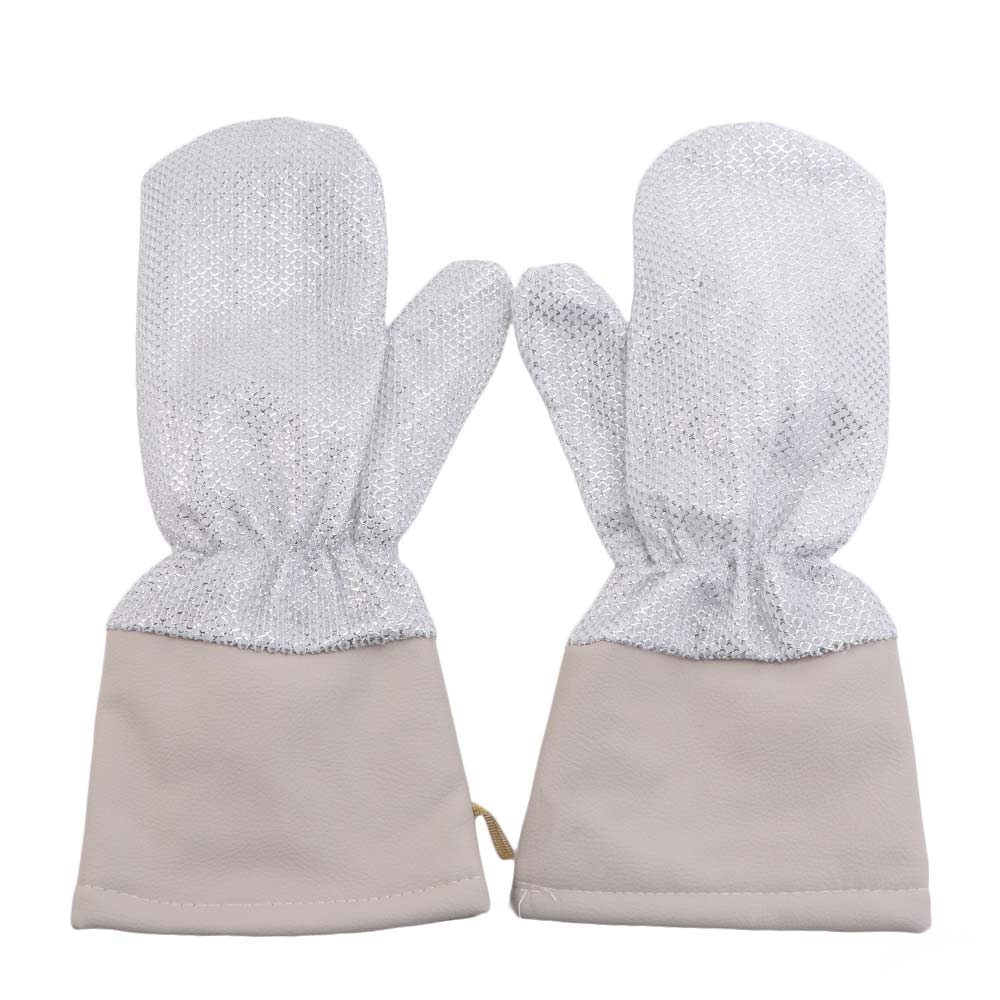 2 Pairs Extended Dish Washing Gloves Thickened Housekeeping Gloves Silver Wire Gloves Pot Scrubbing