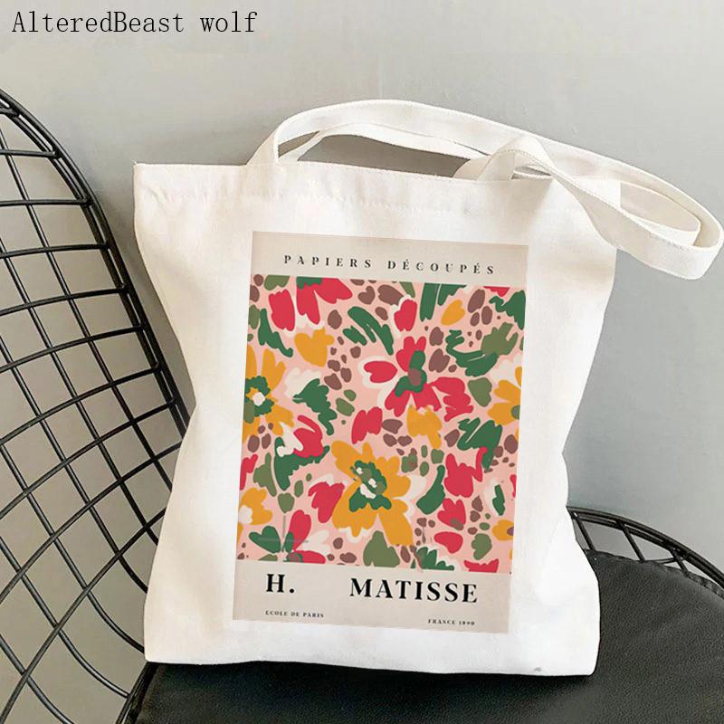 Женская сумка-шоппер Henri Matisse, цветная сумка с цветочным узором, Harajuku, парусиновая сумка-шоппер, сумка для девочек, сумка через плечо, женская сумка
