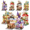 City Street View Mini Building Block Cartoon Mushroom House Magic House 3D Castle Model Assembled Toy Home Decoration Gift