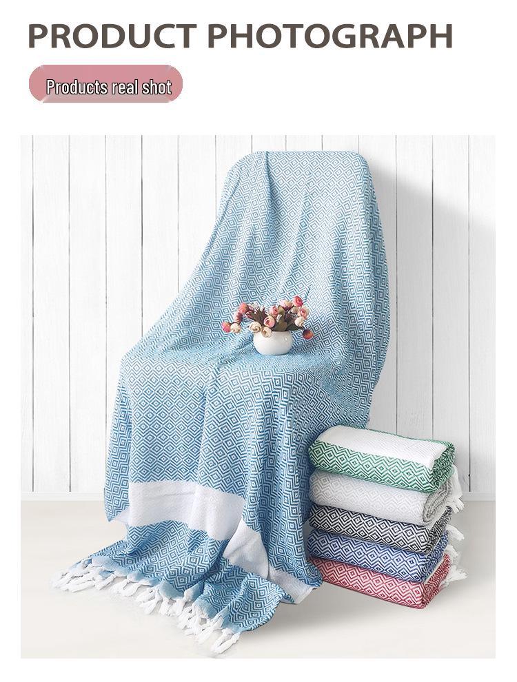 Турецкое хлопковое пляжное полотенце с кисточками - Впитывающее, с возможностью персонализации, универсальное для ванны или защиты от солнца