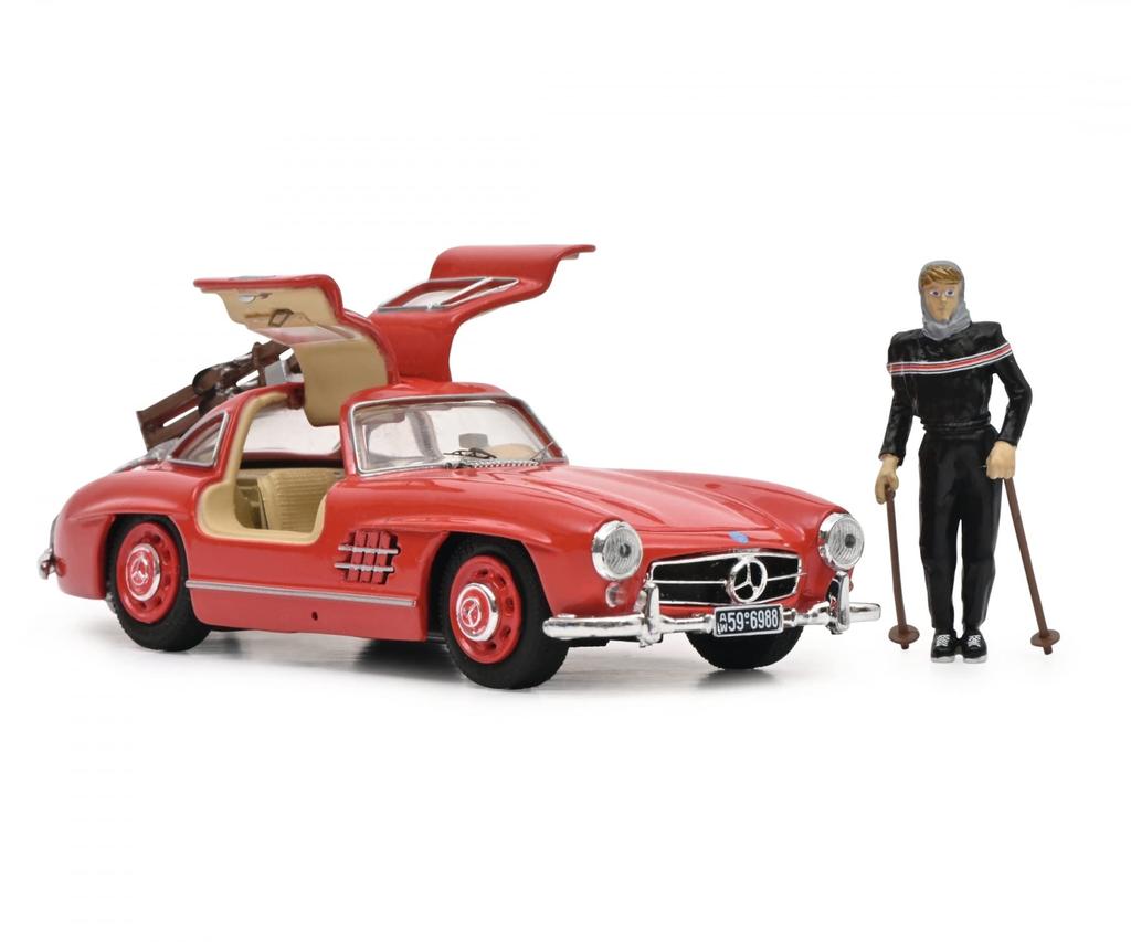 Schuco Scale 300SL 1954 Red with Ski Figure 1/43 Mercedes-Benz (W198)