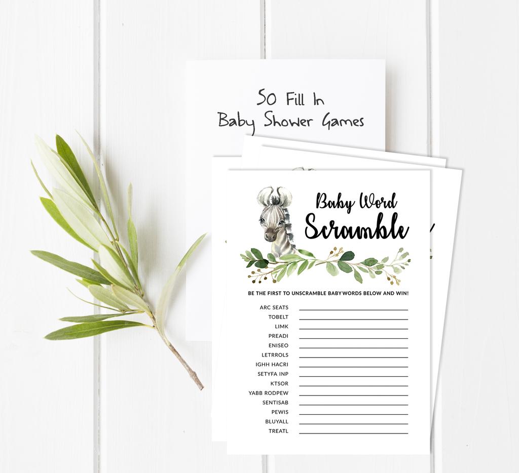 Inkdotpot Игровой набор для детского душа из 50 игр BabyA AlphabetA ABCA для вечеринки Baby Cheetah Jungle Animals